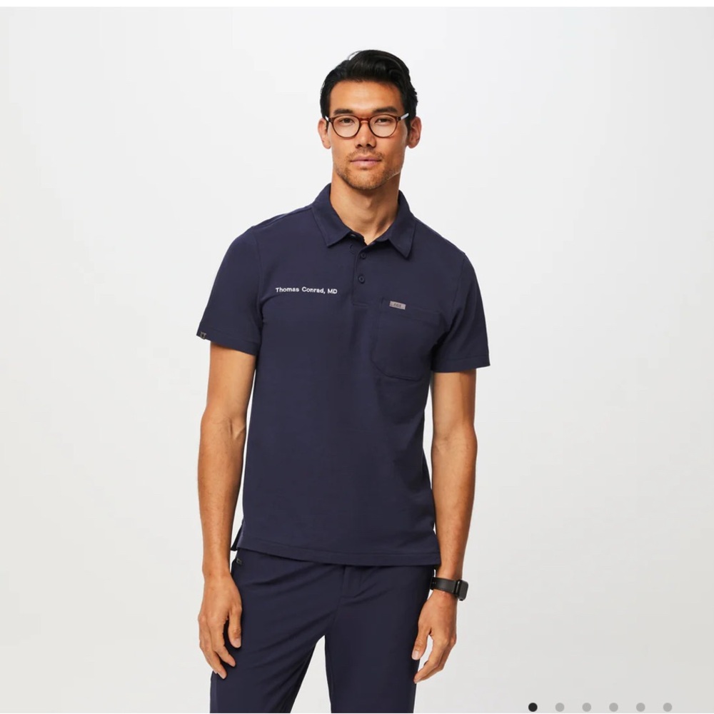 Figs Pro Technical Short Sleeved Navy Polo Scrub Top Size Small